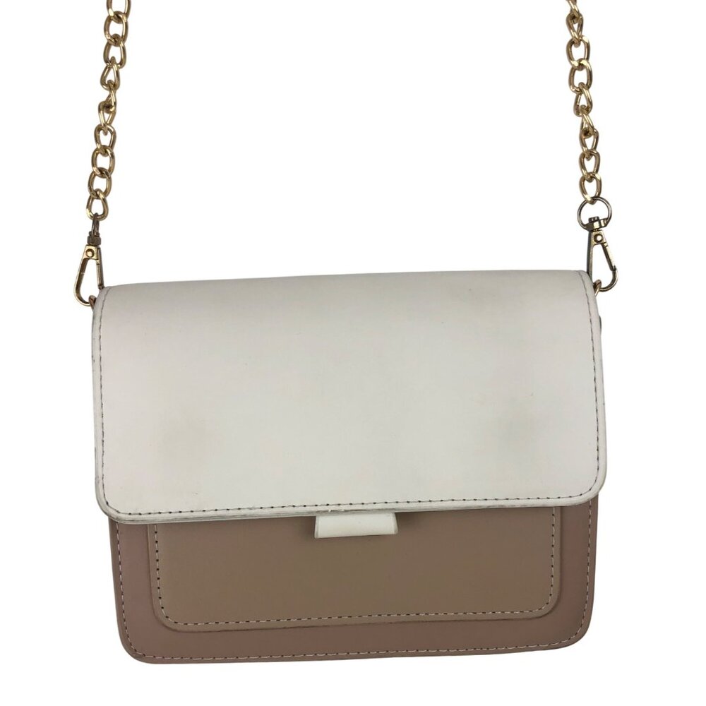 Colorblock Crossbody Bag w/Gold Chain Strap & Adjustable Leather Shoulder Strap - Picture 2 of 15